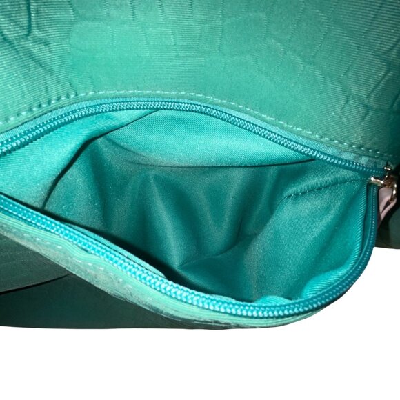 Sondra Roberts Women’s Green Aqua Croc-Embossed W Knot Detail Satchel Hobo Bag - Picture 8 of 13